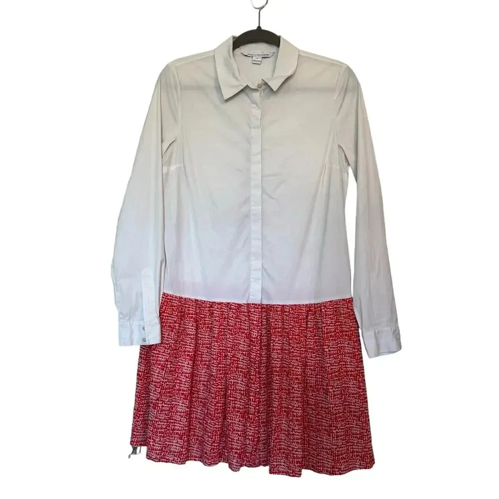 Diane Von Furstenbug Women's Alison Drop Waist Dress Size 10 Multi DVF Button-Up